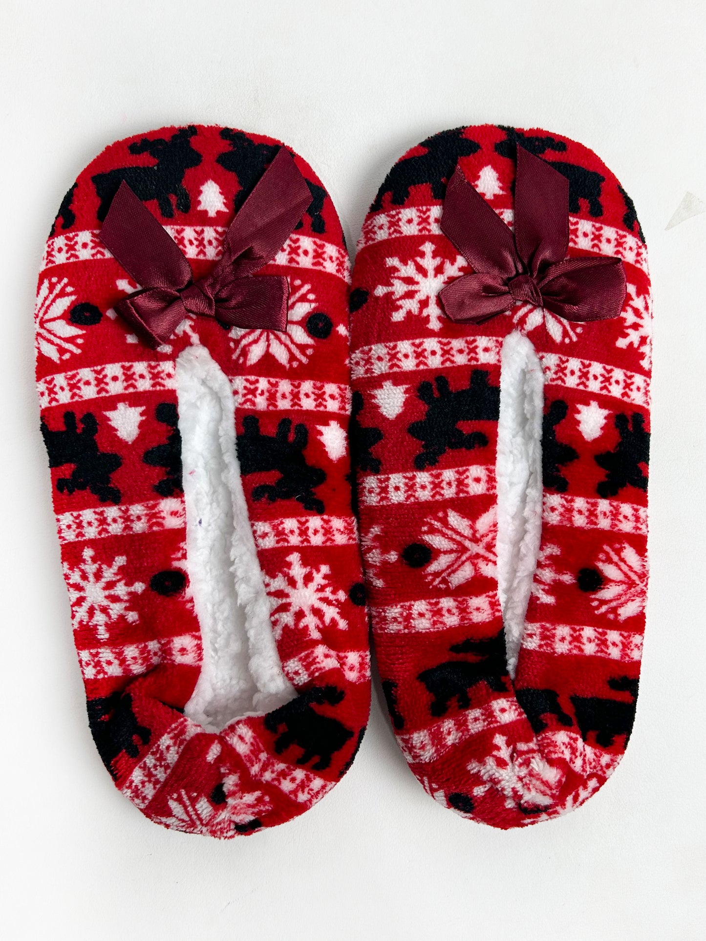 Red Fuzzy Slipper Socks FSS29