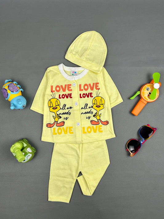 0Mth - 3Mth Love Light Yellow Baby Suit For Newborn NBS301