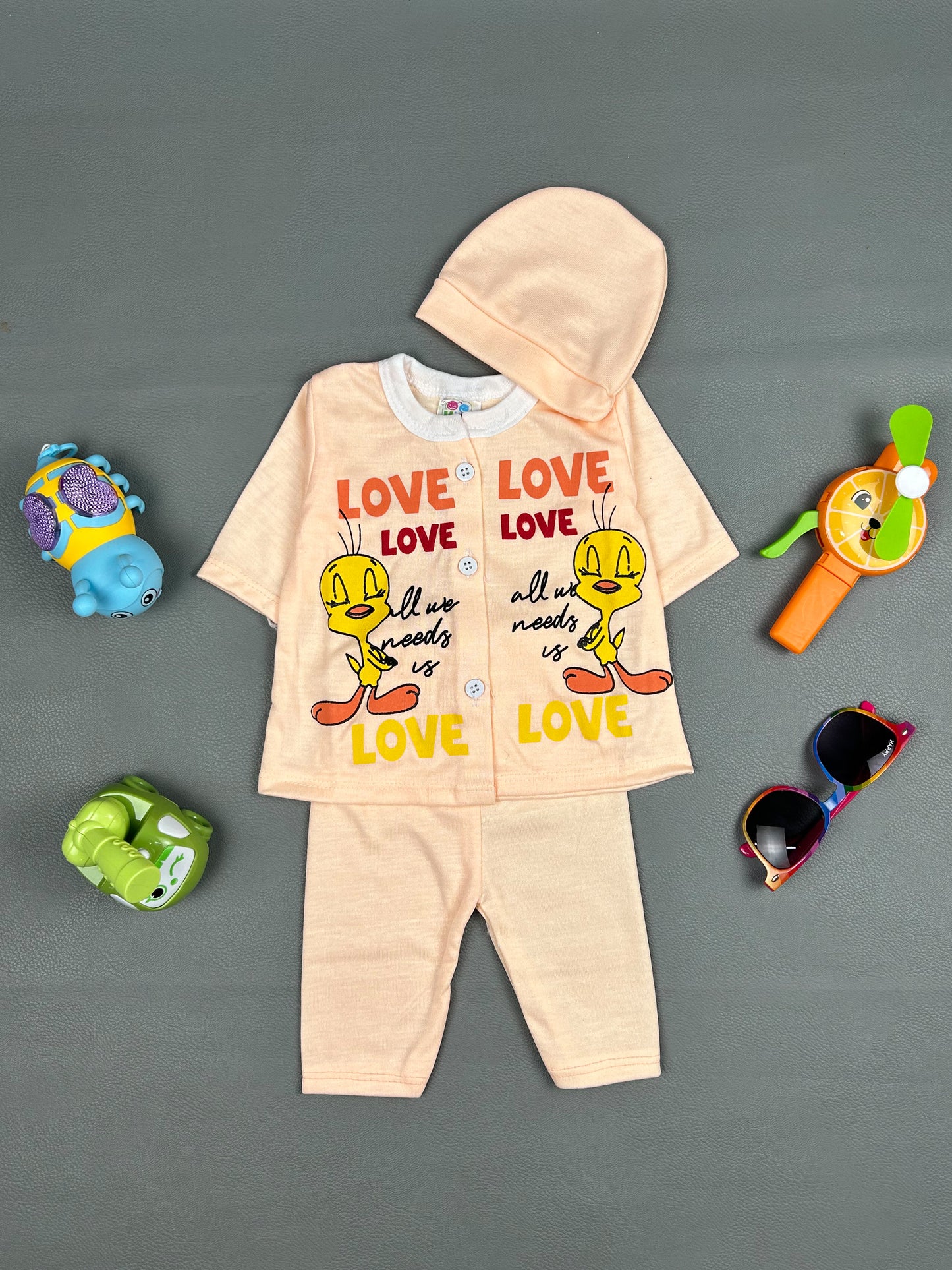 0Mth - 3Mth Love Light Orange Baby Suit For Newborn NBS302