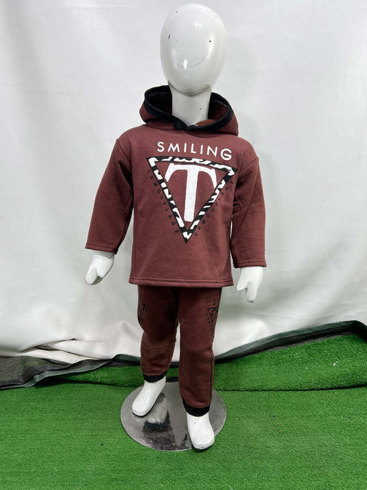 2Yr - 5Yrs Fleece T Brown Suit For Kids SH BS552