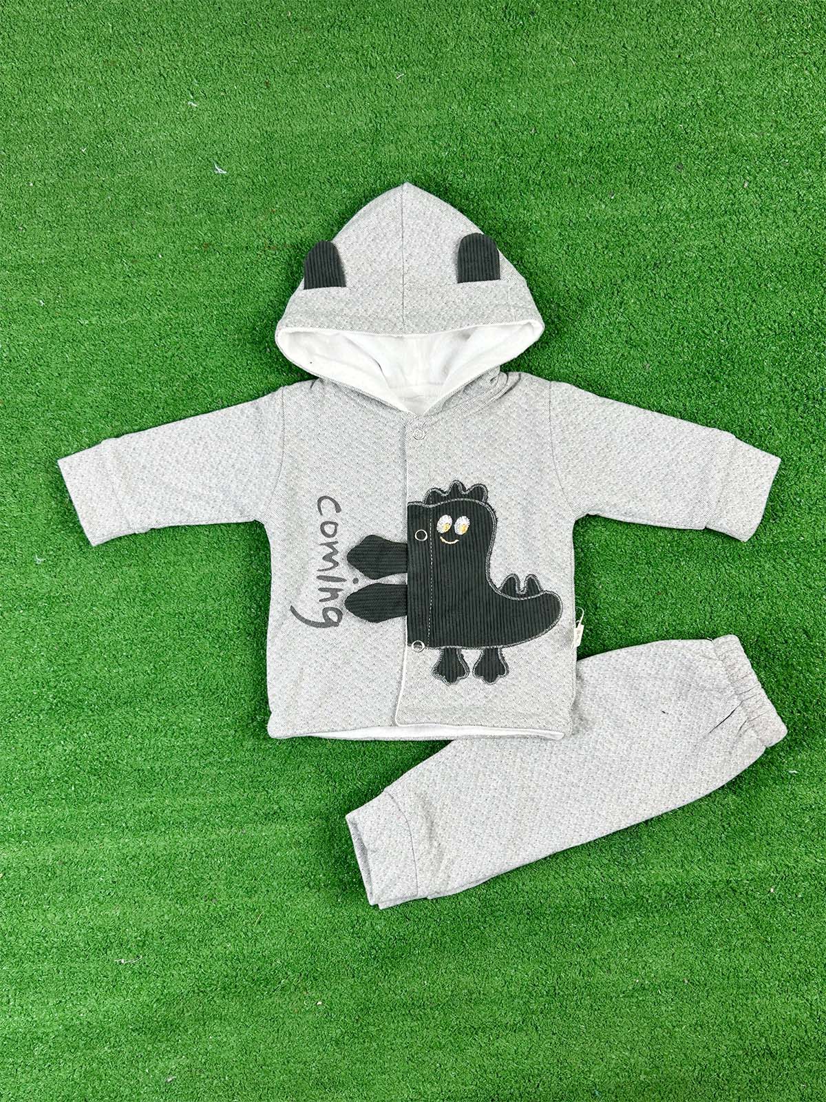 0Mth - 3Mth Fleece Grey Suit For Newborns NBS654