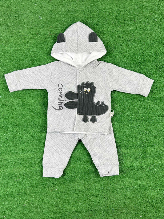 0Mth - 3Mth Fleece Grey Suit For Newborns NBS654