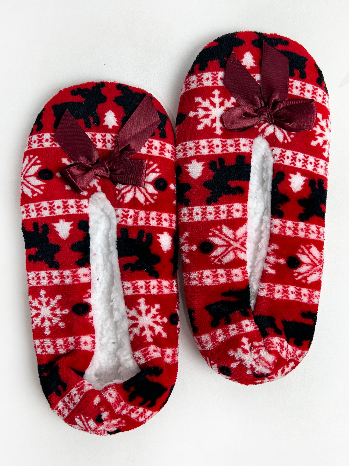 Red Fuzzy Slipper Socks FSS29