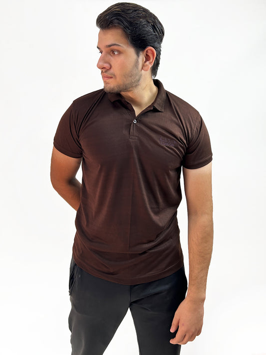 Dark Brown Plain Polo T-Shirt For Men MG MTS101