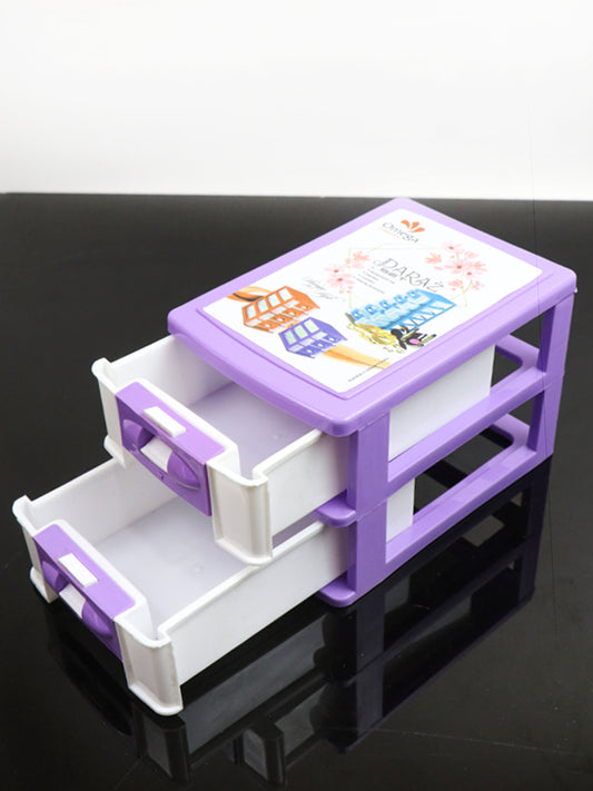Plastic 2 Layer Drawers Storage Box Multicolor