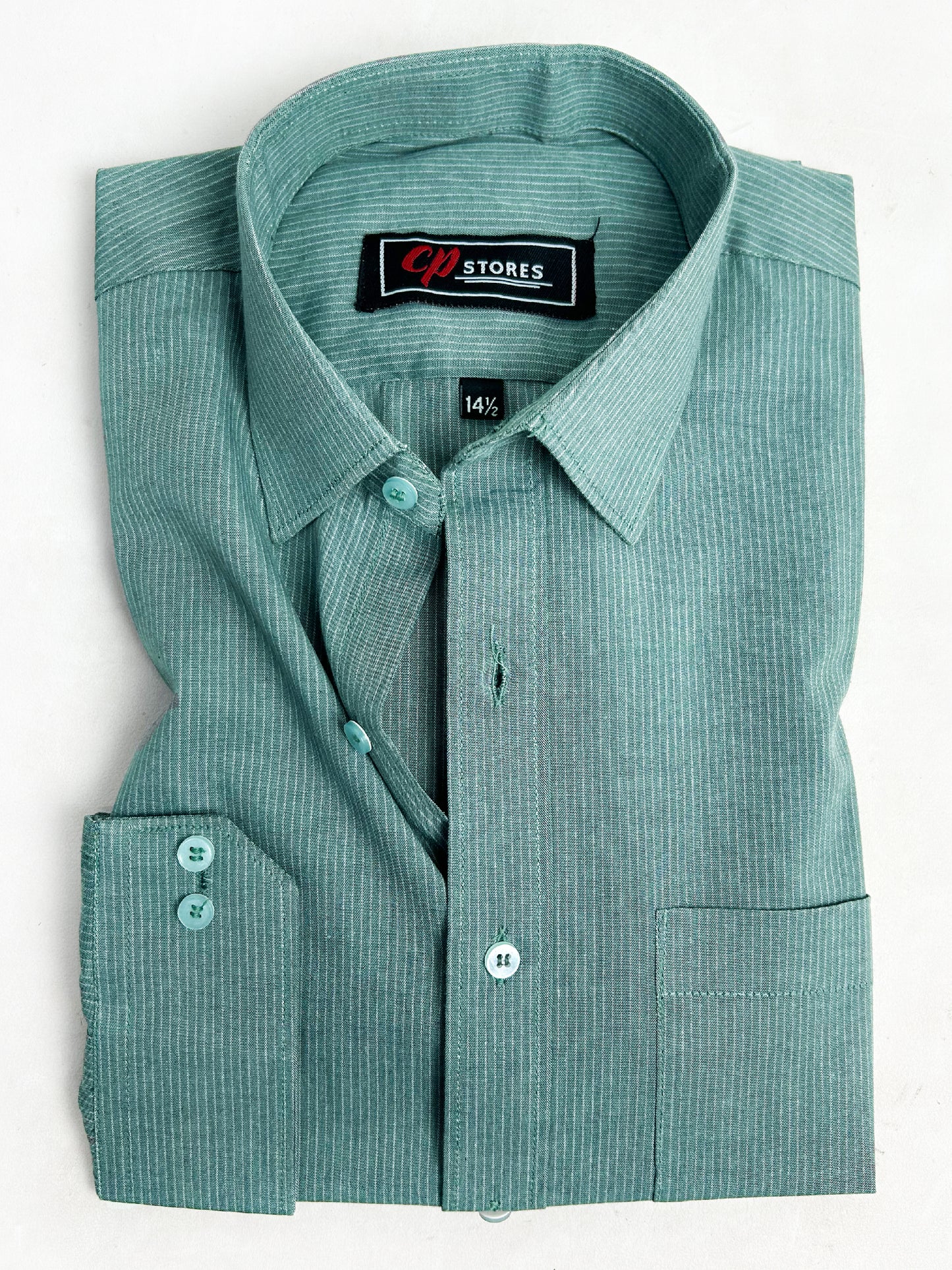 Sea Green Lines Formal Dress Shirt For Men AN MFS113