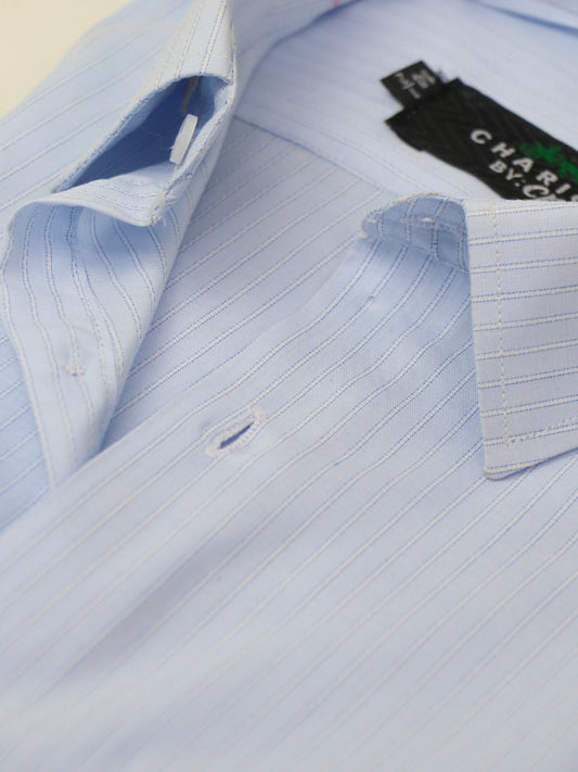 Z Men's Formal Dress Shirt Blue Pencil Stripes