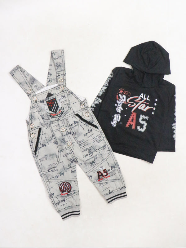 KR04 Kids Suit Hooded Romper 1Yrs-4Yrs Star Black