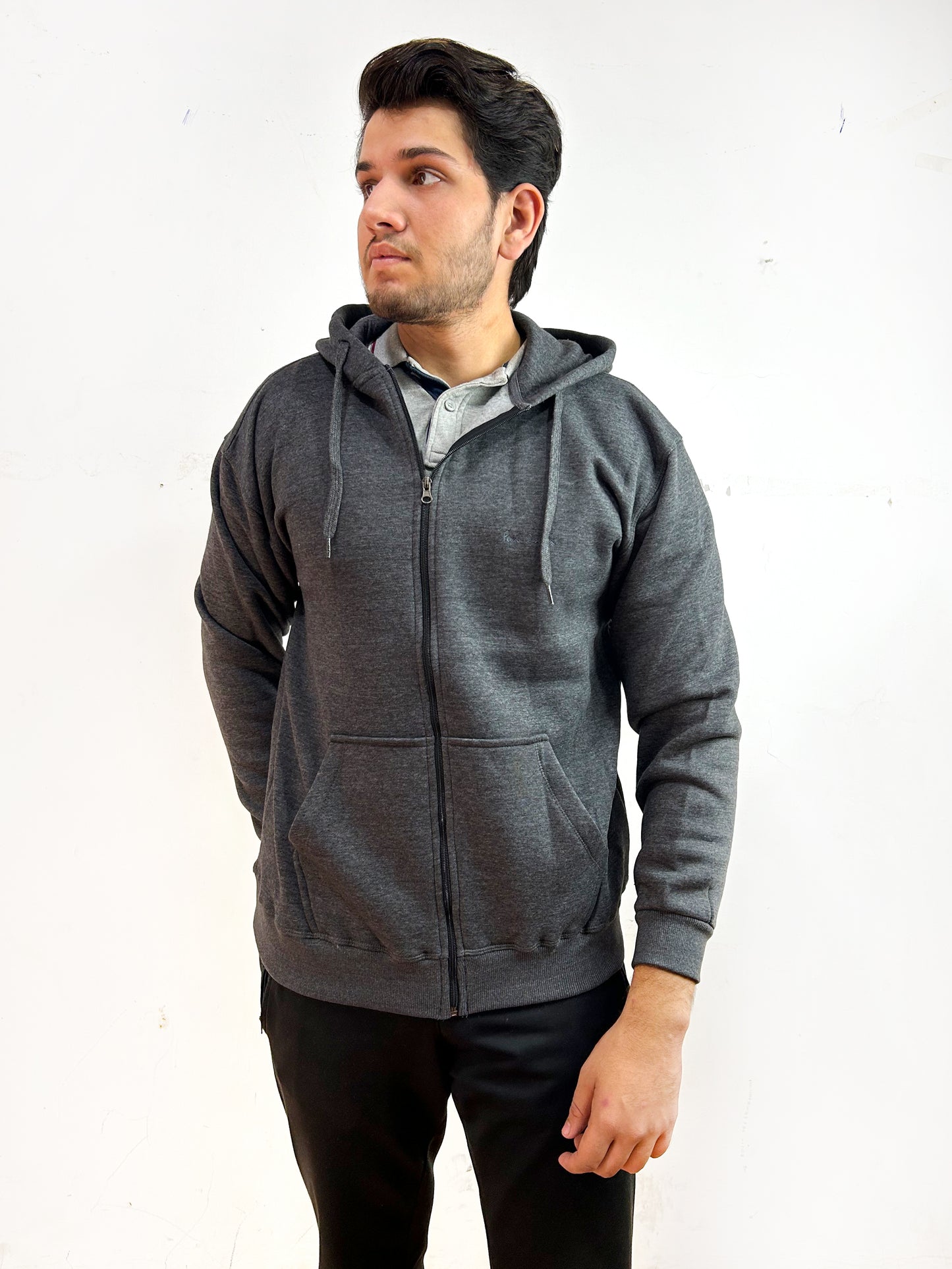 Charcoal Zipper Hoodie For Men MG MH22