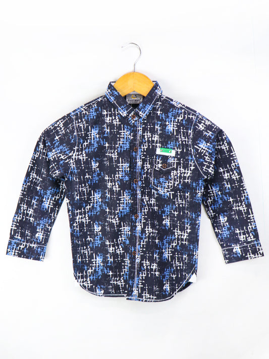 AJ Boys Casual Shirt 4Yrs - 10Yrs Classic Printed Black