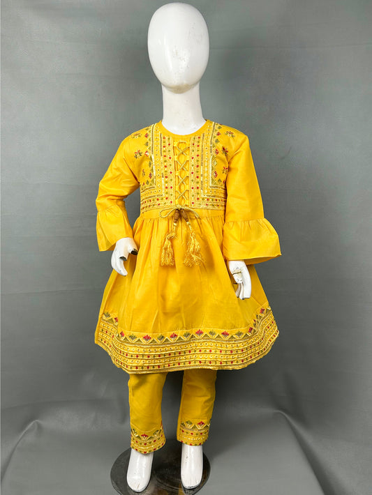 5Yr - 12Yrs Yellow Embroidered Suit For Girls RZ GS133