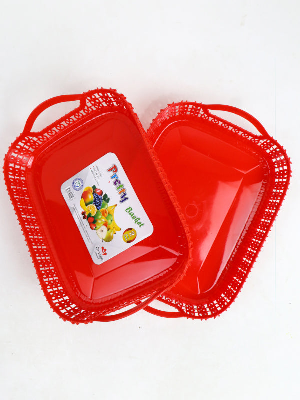 Red Pack of 2 Multipurpose Tray Baskets for Fruits & Vegetables Storage