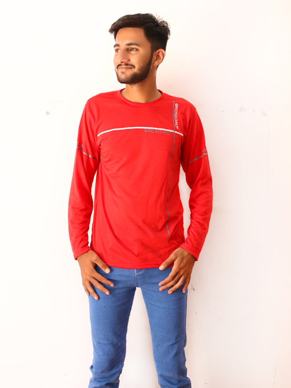 Red Qrosedau Full Sleeve Printed T-Shirt For Men SN MTS72