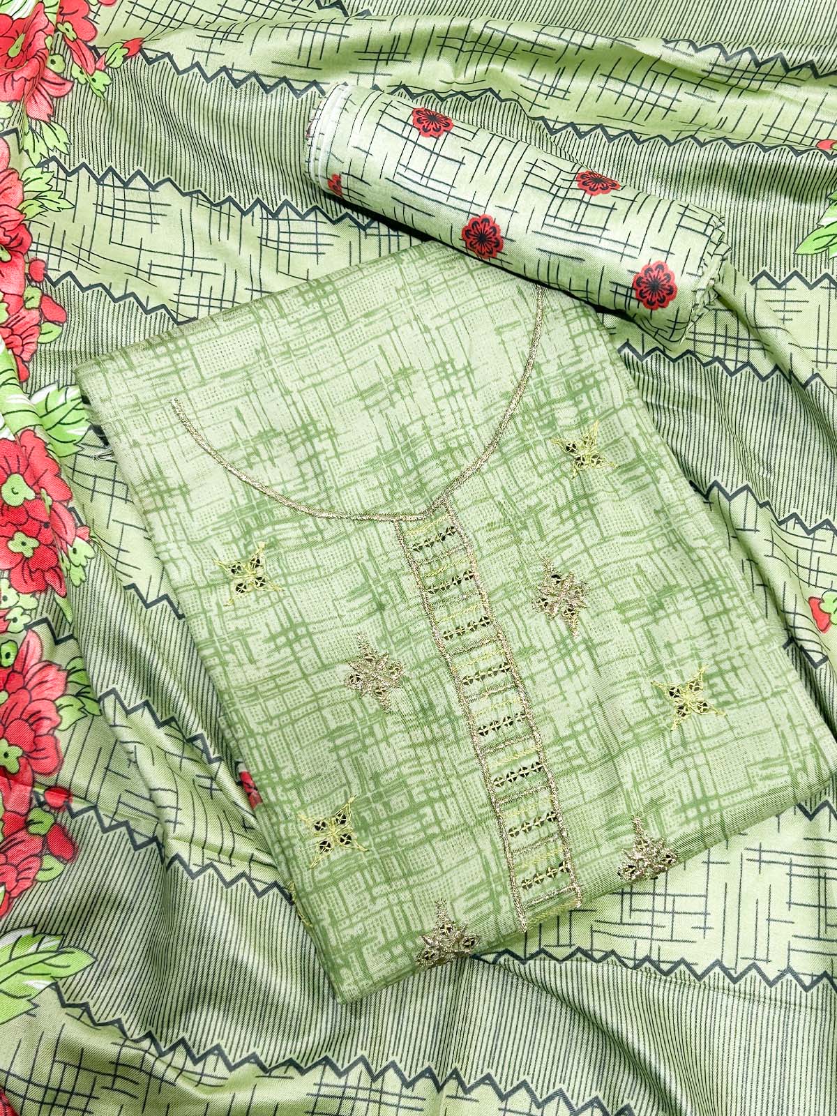 3Pcs Unstitched Digital Lawn Suit For Women WU234