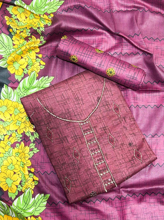 3Pcs Unstitched Digital Lawn Suit For Women WU236