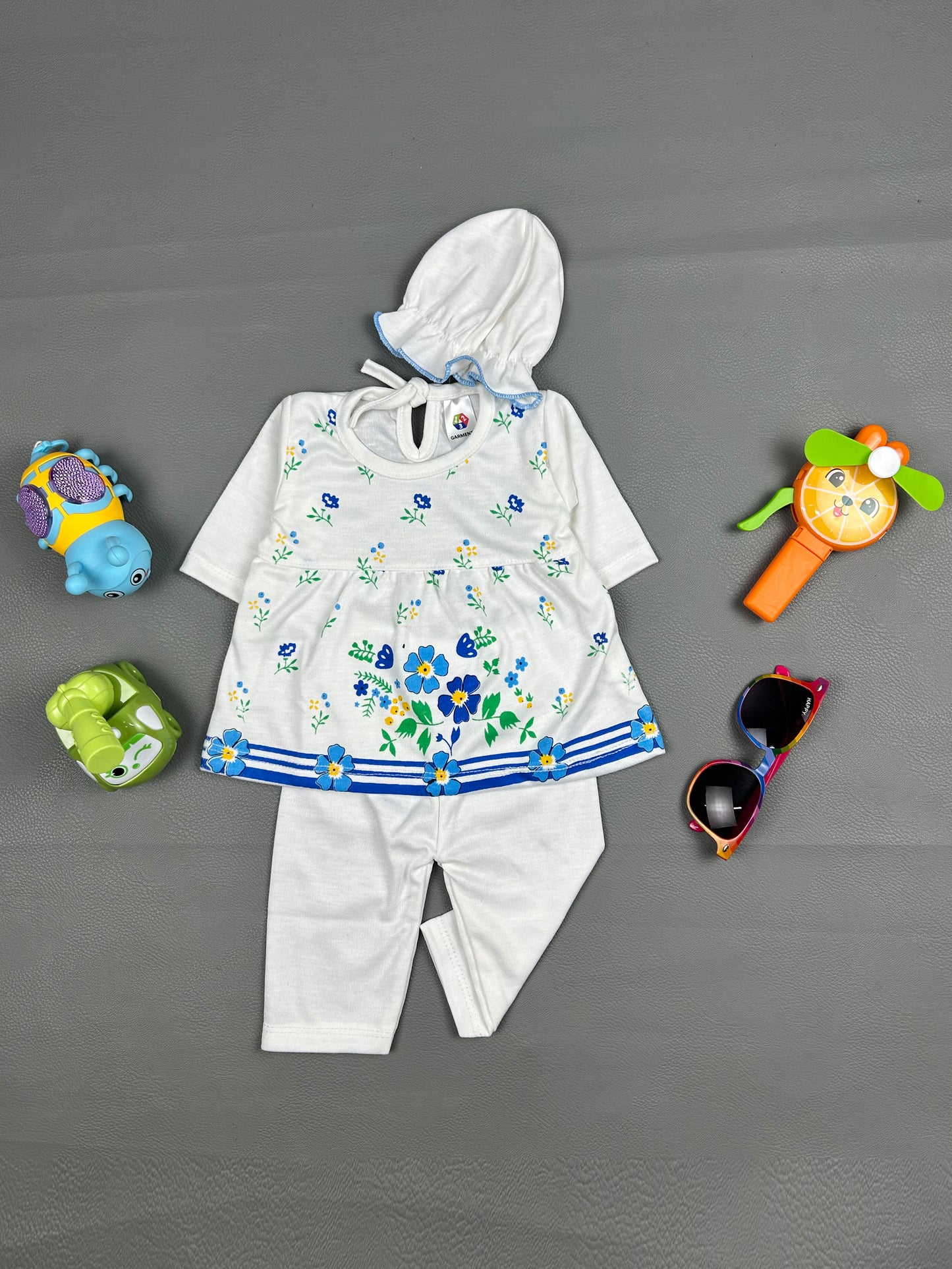 0Mth - 3Mth Flowers Blue Baby Suit For Newborn NBS306