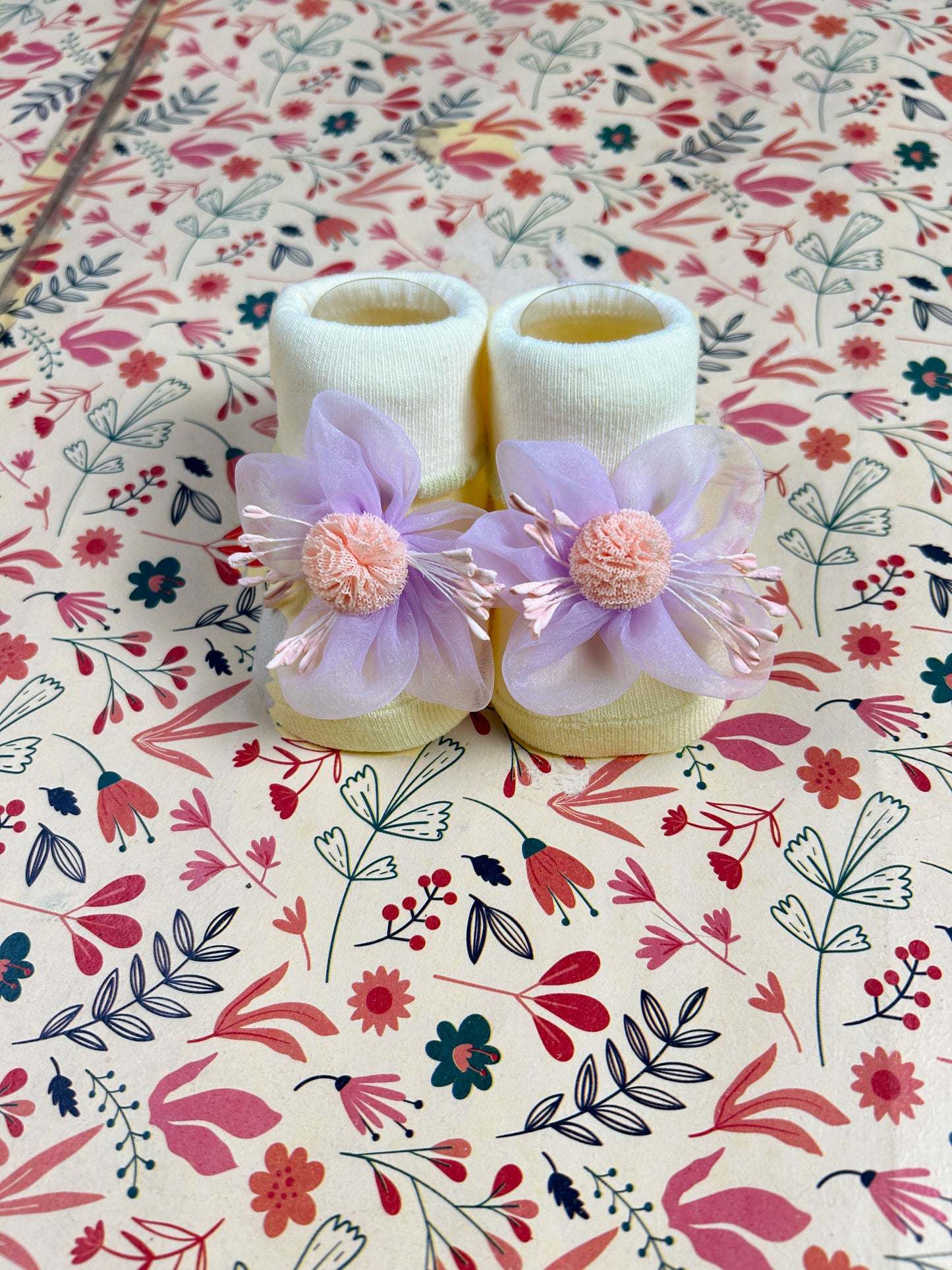 Floral Booties For Newborn NB17