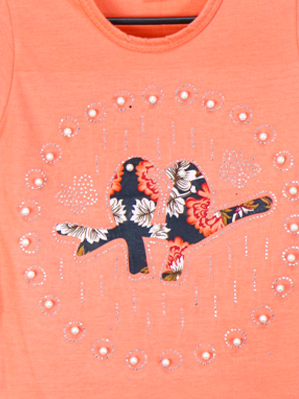 TB Girls T-Shirt 2.5 Yrs - 7 Yrs Sparrow Duo Peach