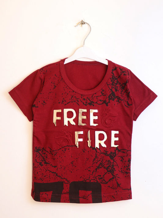 TB01 Boy T-Shirt 3 Yrs - 8 Yrs Free Fire Maroon