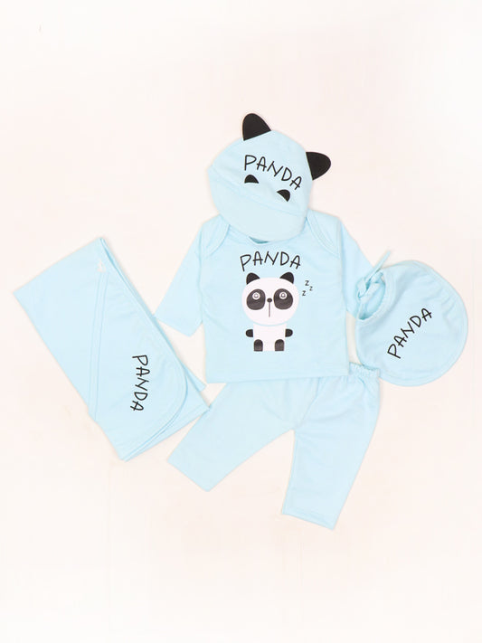 HG Newborn 5Pcs Gift Set 0Mth - 3Mth Panda Light Cyan