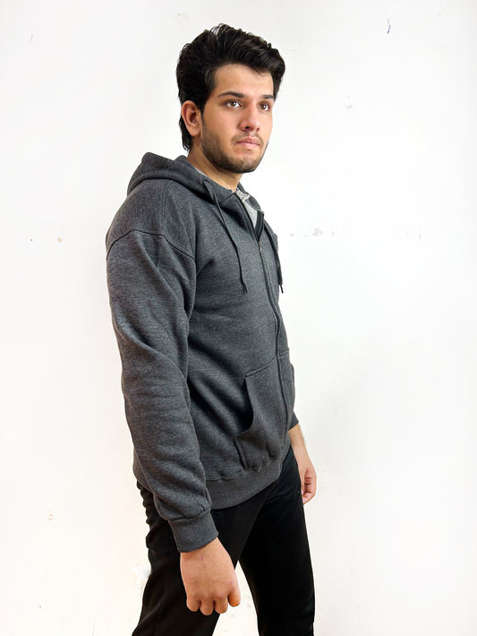 Charcoal Zipper Hoodie For Men MG MH22