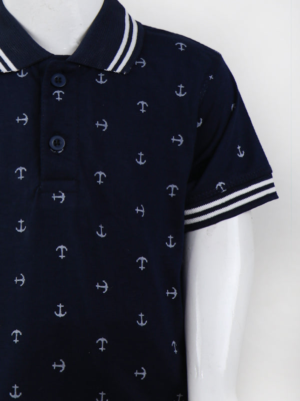 BTS01 MM Boys Polo T-Shirt 2.5Yrs - 8Yrs Anchor Dark Blue