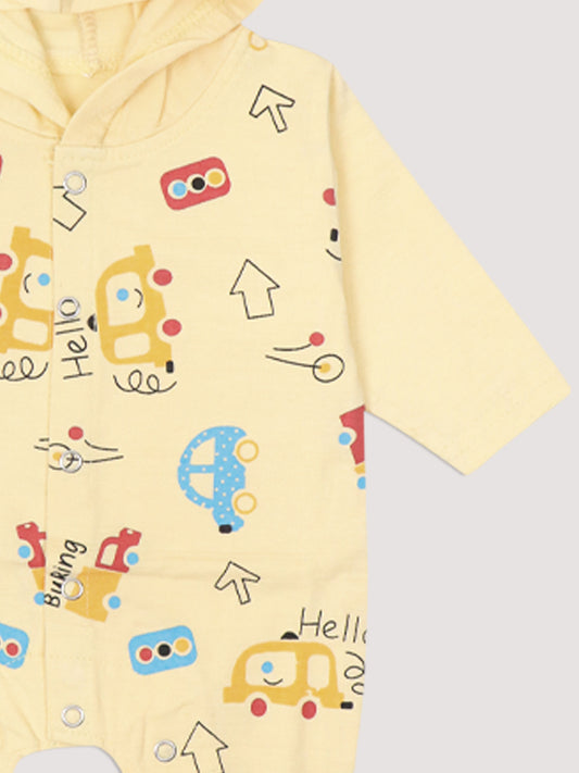 ATT Newborn Hooded Romper 0Mth - 3Mth Hello Light Yellow