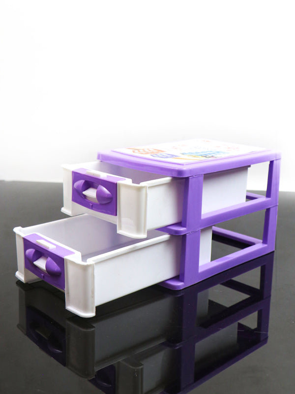 Plastic 2 Layer Drawers Storage Box Multicolor