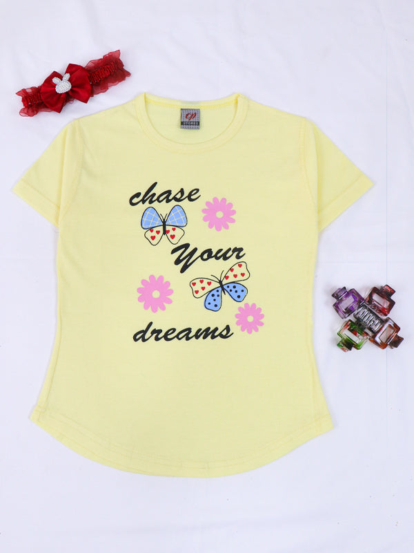 1 Yrs - 4 Yrs Dreams Light Yellow T-Shirt For Girls MZ GTS14