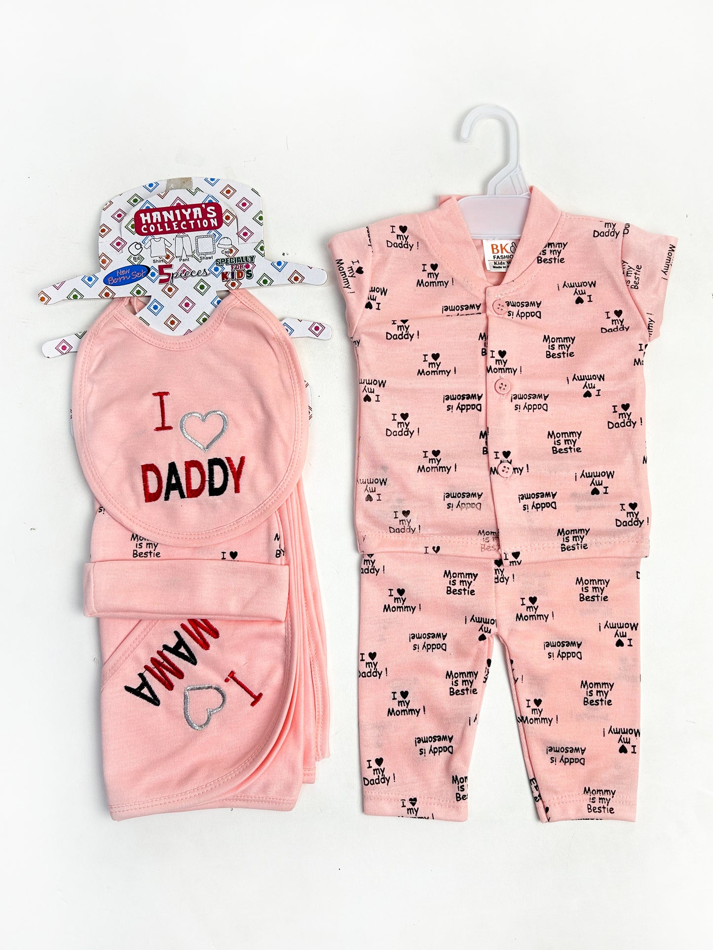 0Mth - 3Mth Pastel Pink Daddy 5Pcs Gift Set For Newborn NBGS89