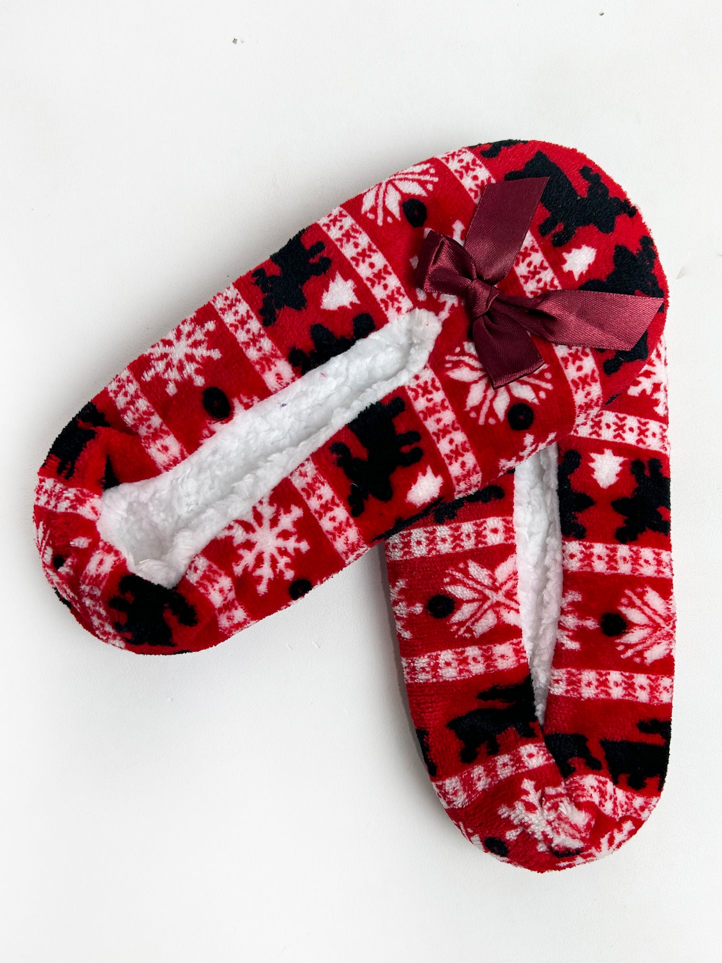 Red Fuzzy Slipper Socks FSS29