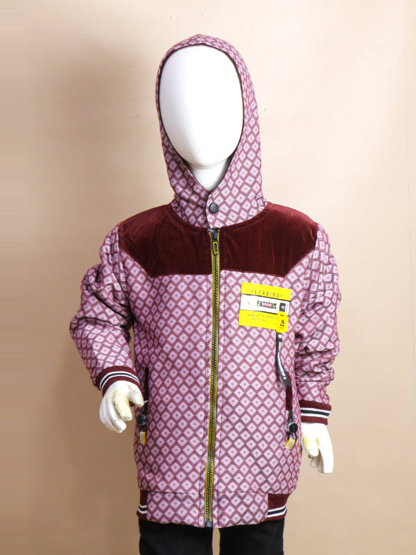 3Yrs - 8Yrs Style Dark Maroon Hooded Jacket For Boys AJ KJ05