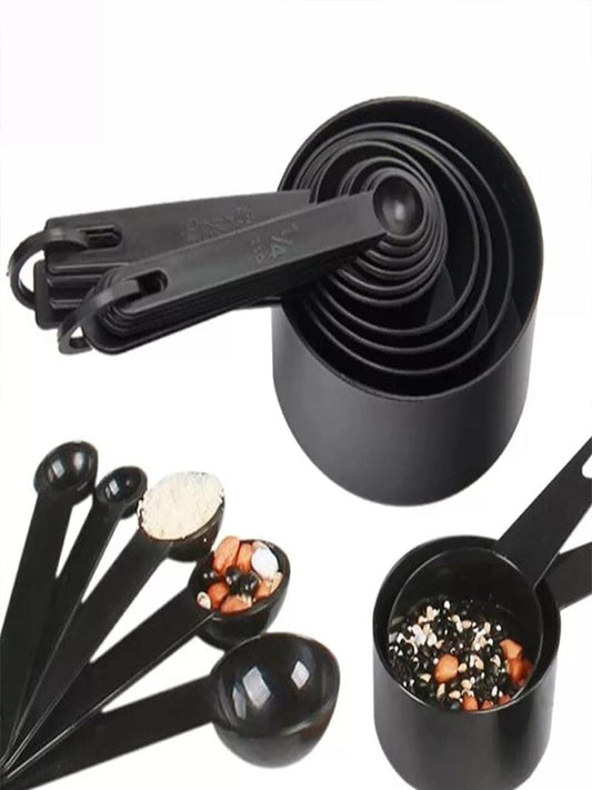 Set of 10 Cooking Measuring Cups and Spoons - Black