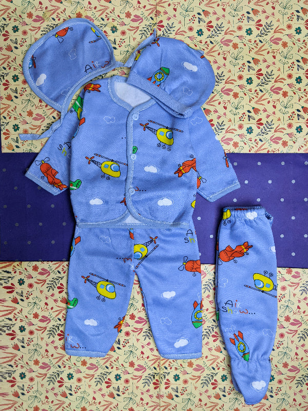 0Mth - 4Mth Blue 5Pcs Fleece Suit For Newborn BG NBGS66