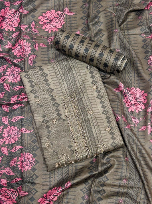 3Pcs Unstitched Digital Lawn Suit For Women WU240