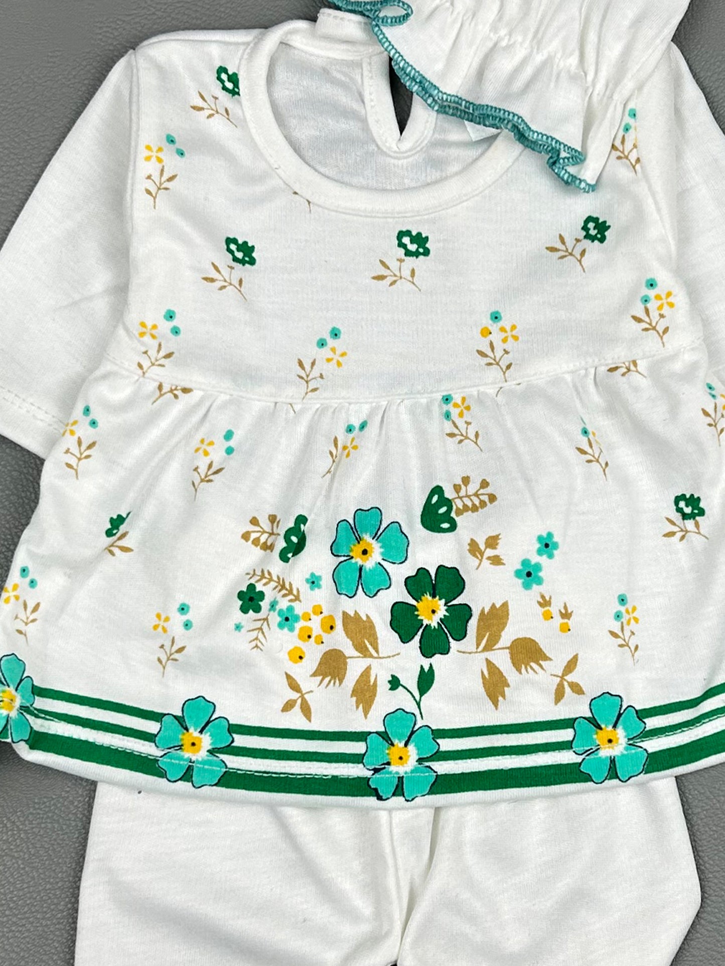 0Mth - 3Mth Flowers Sea Green Baby Suit For Newborn NBS307