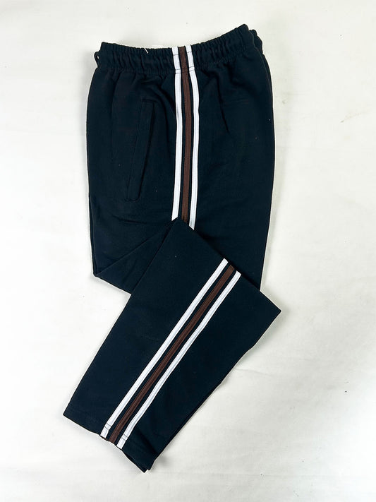 Black Brown & White Side Stripe Casual Trouser for Men MT248