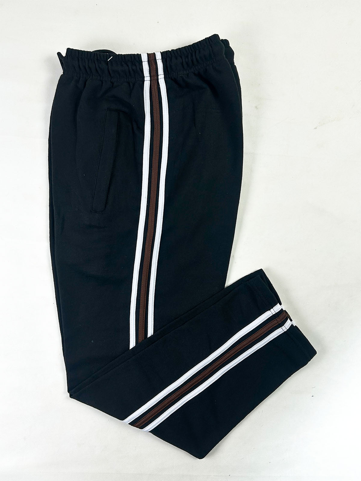 Black Brown & White Side Stripe Casual Trouser for Men MT248