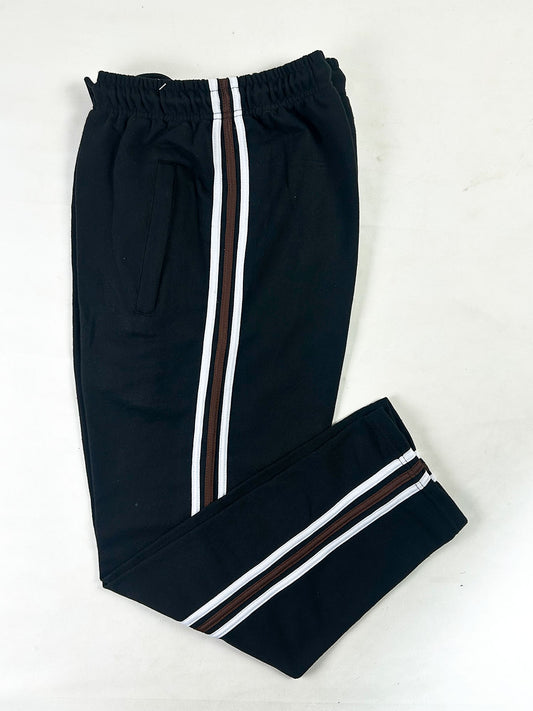 Black Brown & White Side Stripe Casual Trouser for Men MT248