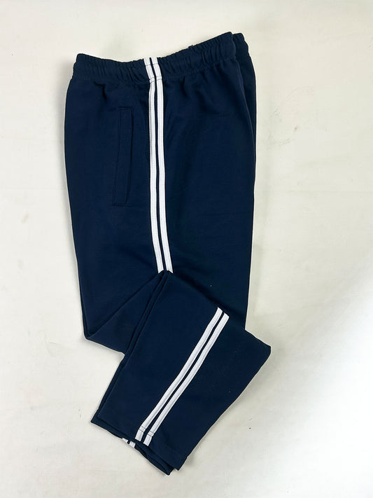 Navy Blue Double White Side Stripe Casual Trouser for Men MT249