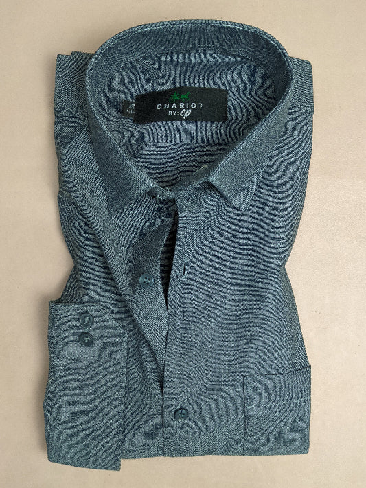 Dark Grey Chambray Formal Dress Shirt For Men ZH MFS73