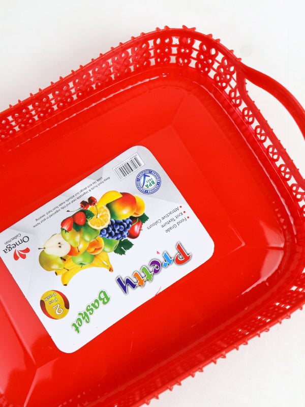 Red Pack of 2 Multipurpose Tray Baskets for Fruits & Vegetables Storage