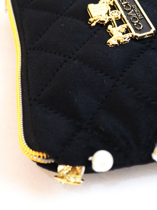 Stylish Velvet Handbag For Women's COACH Black 06