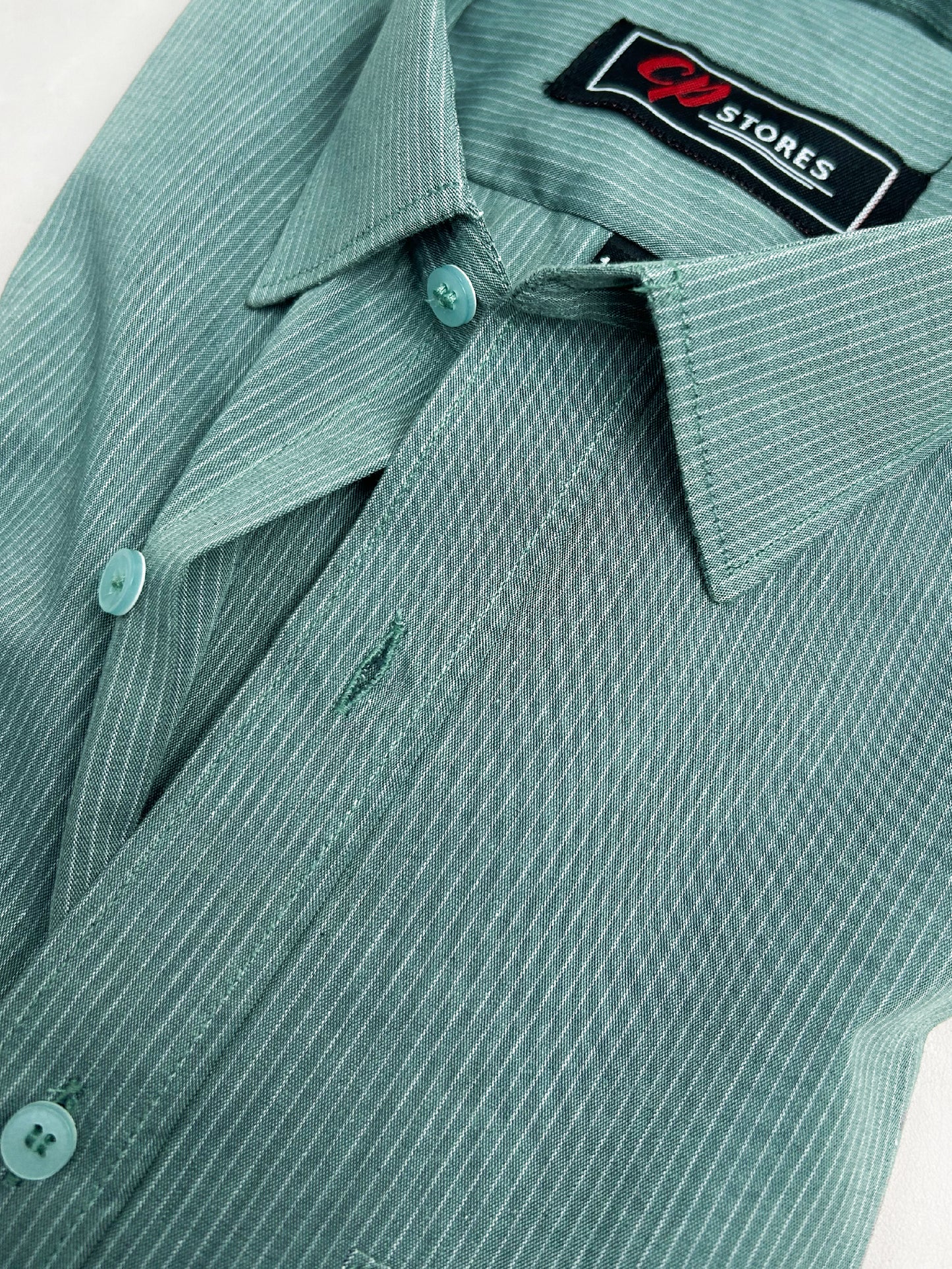 Sea Green Lines Formal Dress Shirt For Men AN MFS113