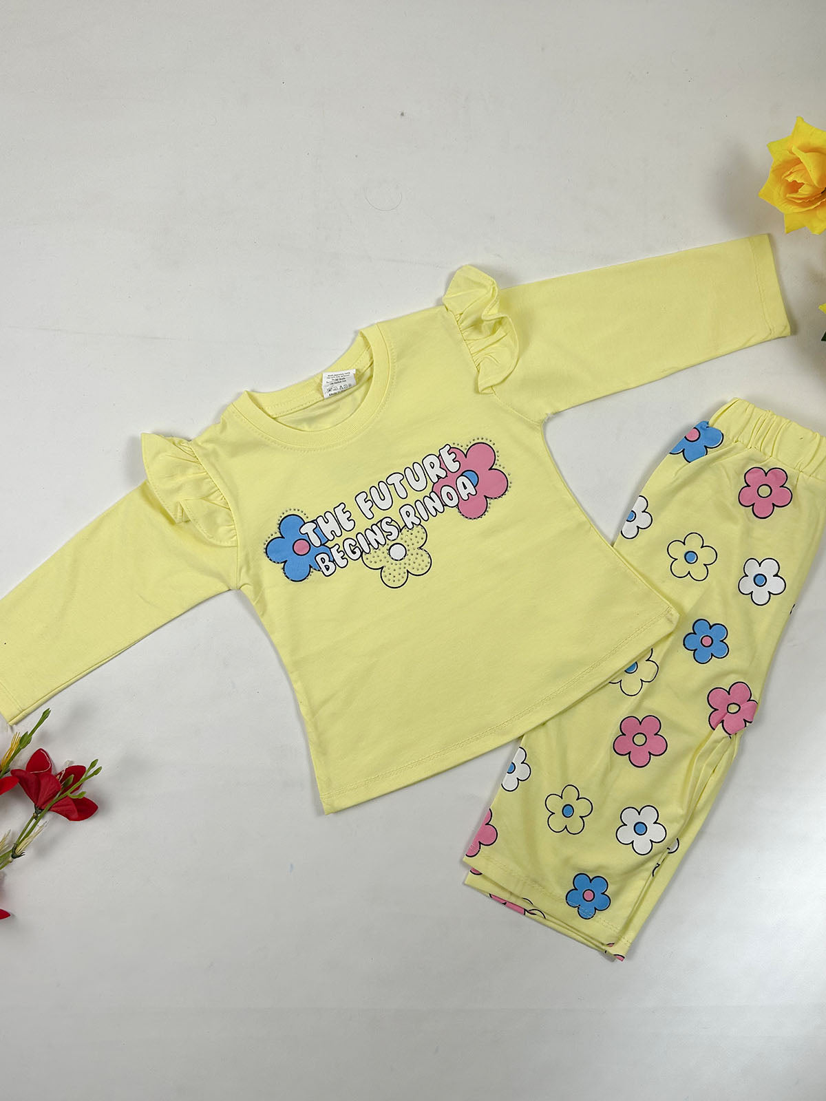 1Yr - 4Yrs Yellow Flower Suit For Girls GS586