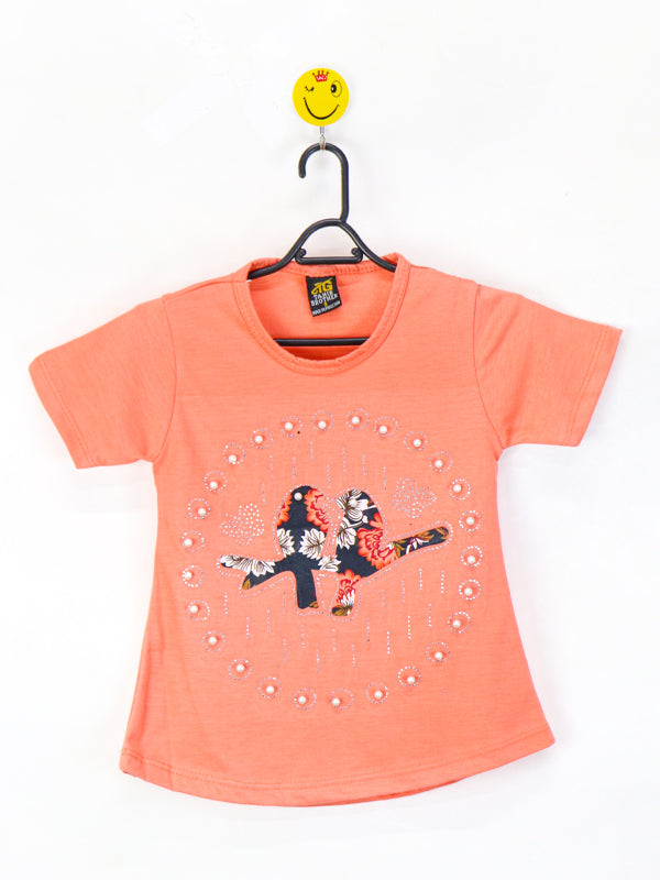 TB Girls T-Shirt 2.5 Yrs - 7 Yrs Sparrow Duo Peach