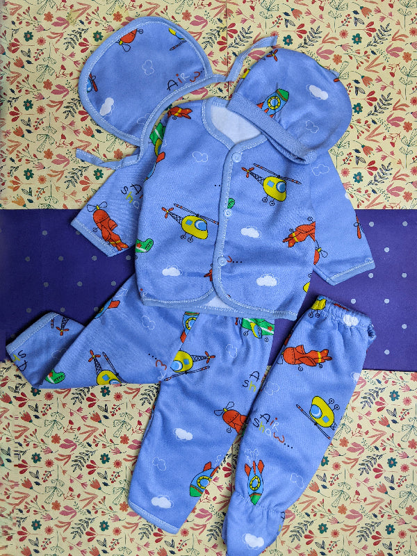 0Mth - 4Mth Blue 5Pcs Fleece Suit For Newborn BG NBGS66