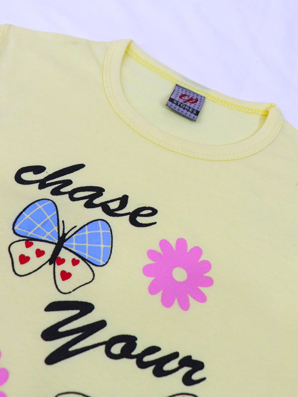 1 Yrs - 4 Yrs Dreams Light Yellow T-Shirt For Girls MZ GTS14