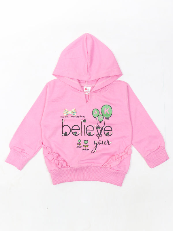 MZ Girls Hooded T-Shirt 1 Yrs - 4 Yrs Believe Pink