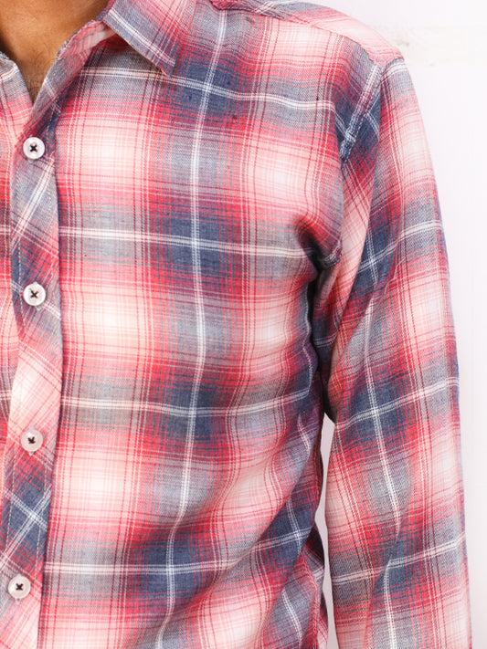 Red Checks Casual Shirt For Men AZ MCS24